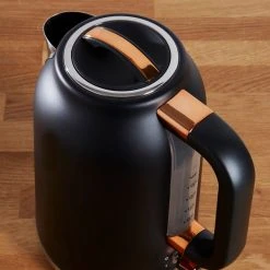 Dunelm 1.7L 3kW Matt Black & Copper Jug Kettle -Furn Shop 1000150235 alt03