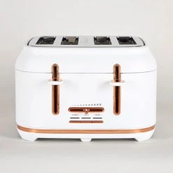 Dunelm 4 Slice Matt White & Copper Toaster -Furn Shop 1000150239 alt03