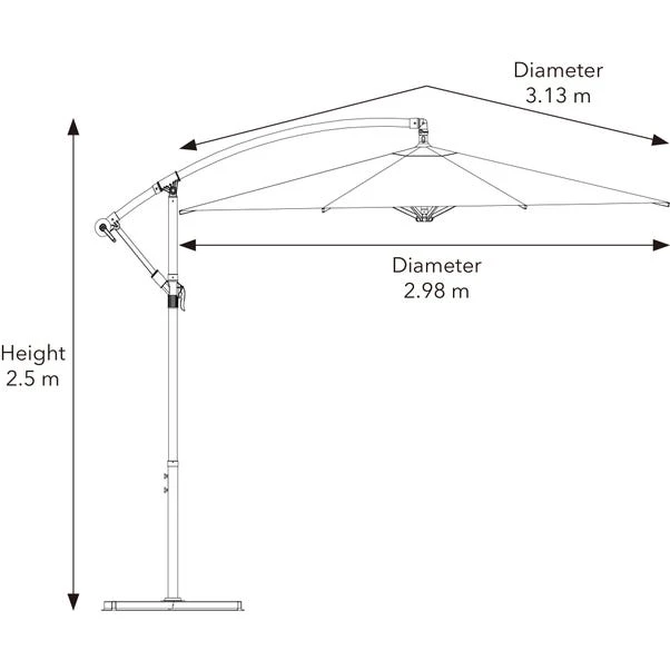 Dunelm 3m Cream Cantilever Parasol 5 Dunelm 3m Cream Cantilever Parasol - Image 3
