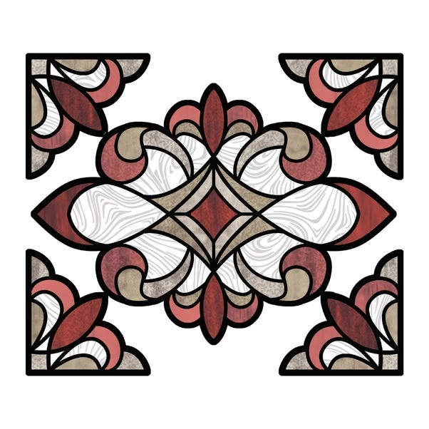 InHome Red Westwood Static Stained Glass Decal 4 InHome Red Westwood Static Stained Glass Decal - Image 2
