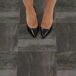 Raven Black Self Adhesive Floor Tiles 9 Raven Black Self Adhesive Floor Tiles -Furn Shop 1000168326 alt02