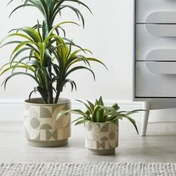 Dunelm Grey Geometric Tiled Large Plant Pot 9 Dunelm Grey Geometric Tiled Large Plant Pot -Furn Shop 1000182452 alt03