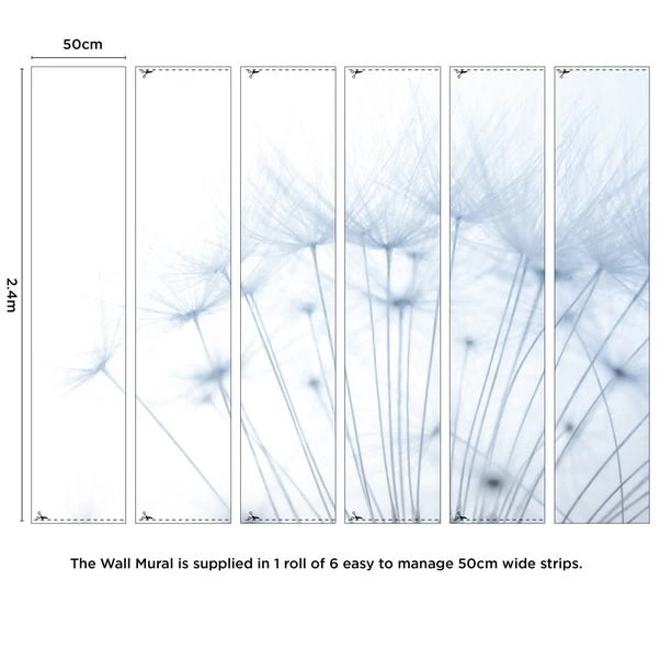 Dunelm Dandelion Mural Blue 6 Dunelm Dandelion Mural Blue - Image 4