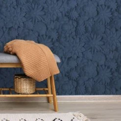 Dunelm Dimensions Floral Navy Wallpaper -Furn Shop 1000185607 alt01