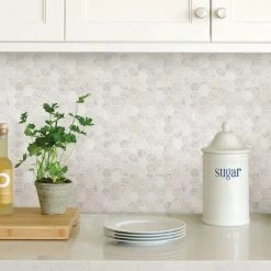 InHome Hexagon Marble Self Adhesive Backsplash Tiles
