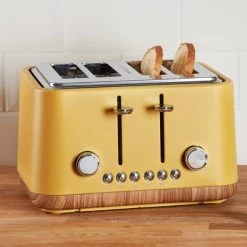 Dunelm Contemporary 4 Slice Ochre Yellow Toaster
