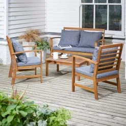 Dunelm Honolulu 4 Seater Wooden Conversation Set