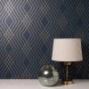 Fine Décor Wallpaper Shard Trellis Navy Wallpaper -Furn Shop 30701572