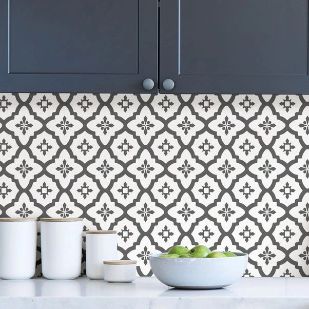 Fine Décor Wallpaper Algarve Black Self Adhesive Backsplash Tiles 3 Fine Décor Wallpaper Algarve Black Self Adhesive Backsplash Tiles
