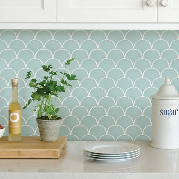 Fine Décor Wallpaper Shell Blue Self Adhesive Backsplash Tiles 3 Fine Décor Wallpaper Shell Blue Self Adhesive Backsplash Tiles