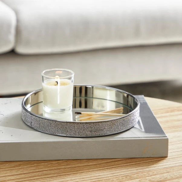 Dunelm Round Diamante Tray 3 Dunelm Round Diamante Tray