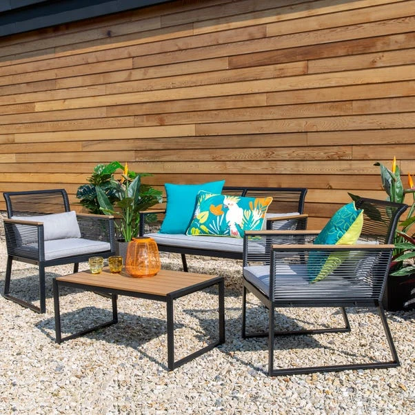 Elements 4 Seater Black Rope Conversation Set 3 Elements 4 Seater Black Rope Conversation Set