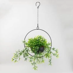 Dunelm Industrial Round Black Hanging Plant