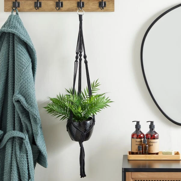 Dunelm Black Hanging Ceramic Pot With Macrame 3 Dunelm Black Hanging Ceramic Pot With Macrame