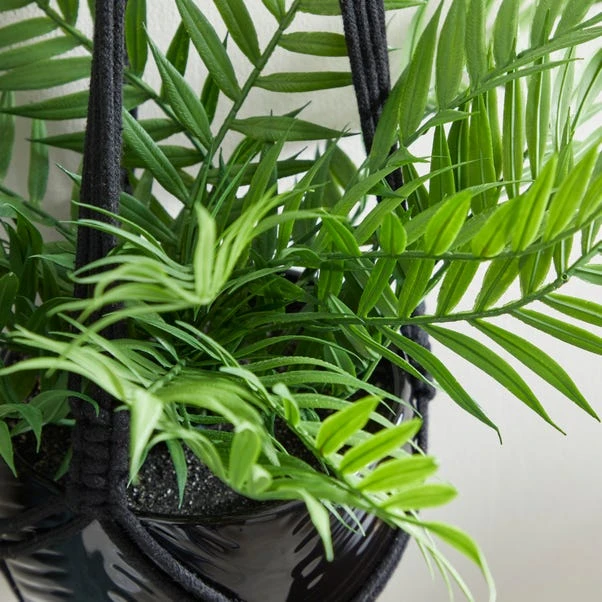 Dunelm Black Hanging Ceramic Pot With Macrame 4 Dunelm Black Hanging Ceramic Pot With Macrame - Image 2