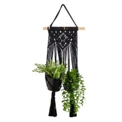 Dunelm Hanging Macrame Black Double Planter -Furn Shop 30732443 alt04