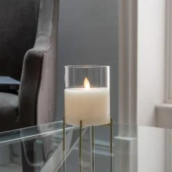 Dunelm LED Candle With Gold Stand