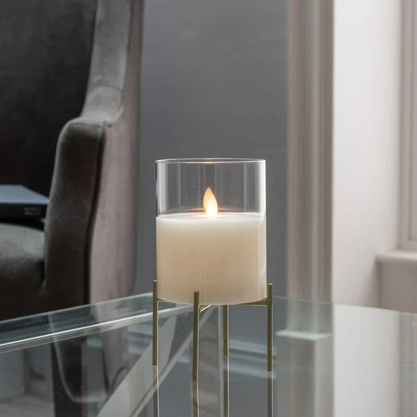 Dunelm LED Candle With Gold Stand 3 Dunelm LED Candle With Gold Stand