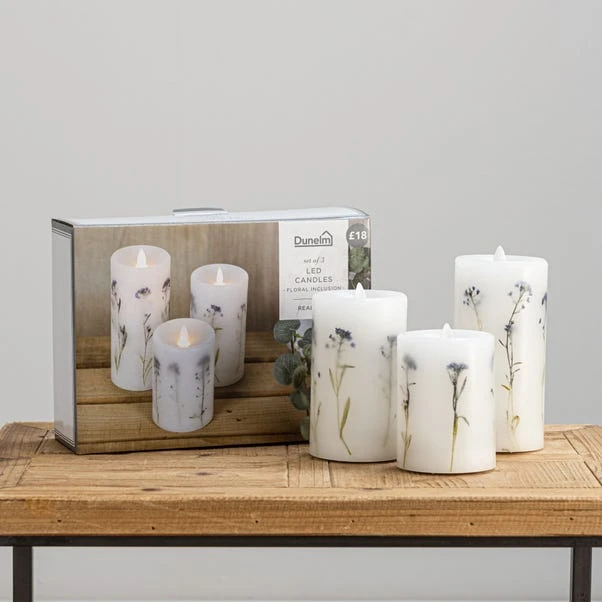 Dunelm Pack Of 3 Lavender Inclusion LED Candles 4 Dunelm Pack Of 3 Lavender Inclusion LED Candles - Image 2