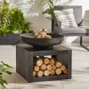 Dunelm Large Fire Pit With Log Store Black -Furn Shop 30746655