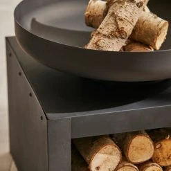 Dunelm Large Fire Pit With Log Store Black -Furn Shop 30746655 alt01