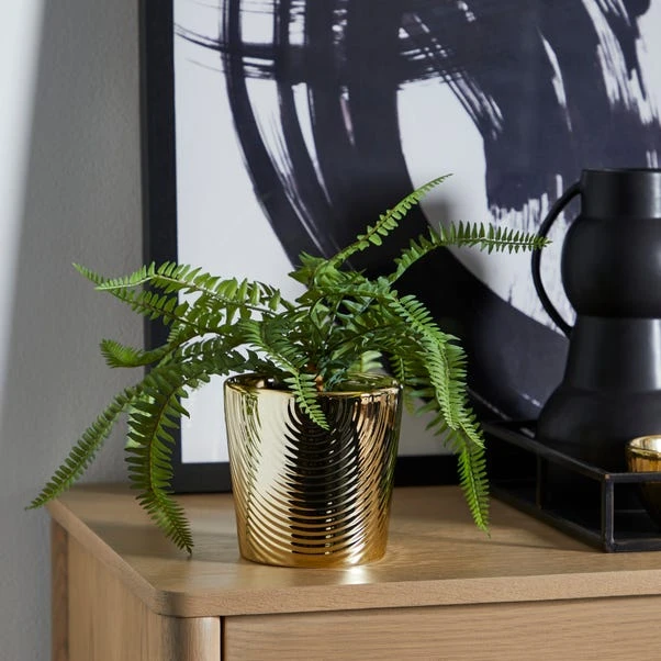 Dunelm Ceramic Plant Pot Luxe Gold Small 3 Dunelm Ceramic Plant Pot Luxe Gold Small
