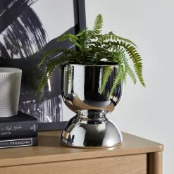 Dunelm Ceramic Curves Planter Silver 20cm