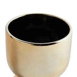 Dunelm Ceramic Curves Planter Gold 30cm -Furn Shop 30751227 alt02