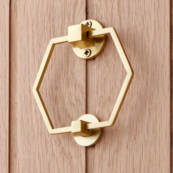 Dunelm Hexagon Brushed Gold Door Knocker 3 Dunelm Hexagon Brushed Gold Door Knocker