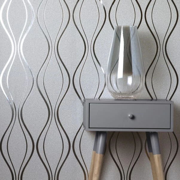 Platinum Rosco Foil Wave Silver Wallpaper 4 Platinum Rosco Foil Wave Silver Wallpaper - Image 2