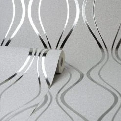 Platinum Rosco Foil Wave Silver Wallpaper 8 Platinum Rosco Foil Wave Silver Wallpaper -Furn Shop 30756993 alt02