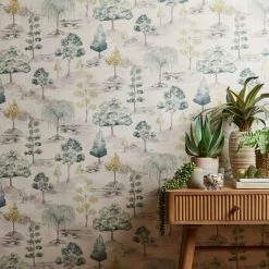 Dunelm Tree Green Wallpaper -Furn Shop 30757410 alt03