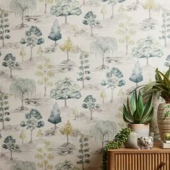 Dunelm Tree Green Wallpaper -Furn Shop 30757410 alt04