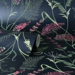 Dorma Winter Garden Navy Wallpaper -Furn Shop 30757454 alt02