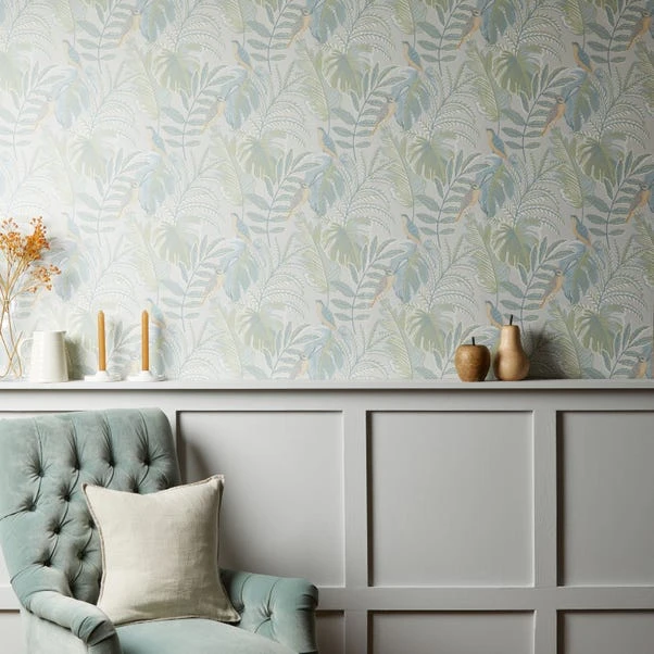 Dunelm Tropical Pastel Grey Wallpaper 3 Dunelm Tropical Pastel Grey Wallpaper