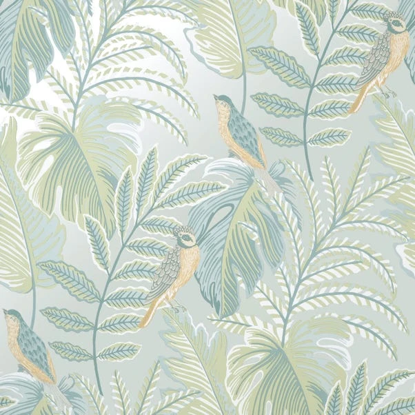 Dunelm Tropical Pastel Grey Wallpaper 4 Dunelm Tropical Pastel Grey Wallpaper - Image 2