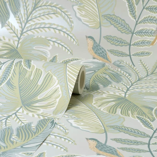 Dunelm Tropical Pastel Grey Wallpaper 5 Dunelm Tropical Pastel Grey Wallpaper - Image 3