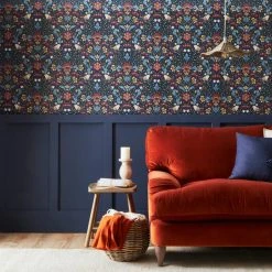 Dunelm Ruskin Navy Wallpaper