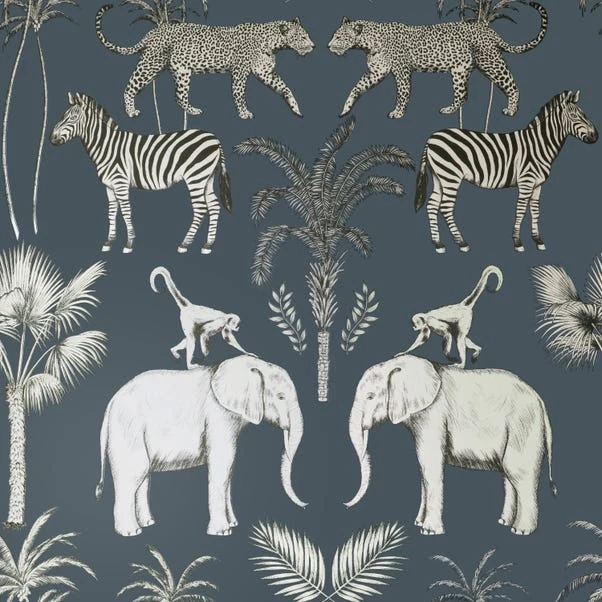 Dunelm Safari Walk Navy Wallpaper 4 Dunelm Safari Walk Navy Wallpaper - Image 2