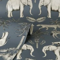 Dunelm Safari Walk Navy Wallpaper 9 Dunelm Safari Walk Navy Wallpaper -Furn Shop 30770289 alt02