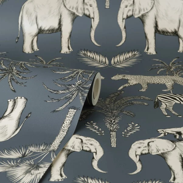 Dunelm Safari Walk Navy Wallpaper 5 Dunelm Safari Walk Navy Wallpaper - Image 3