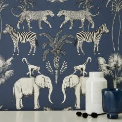 Dunelm Safari Walk Navy Wallpaper 11 Dunelm Safari Walk Navy Wallpaper -Furn Shop 30770289 alt04