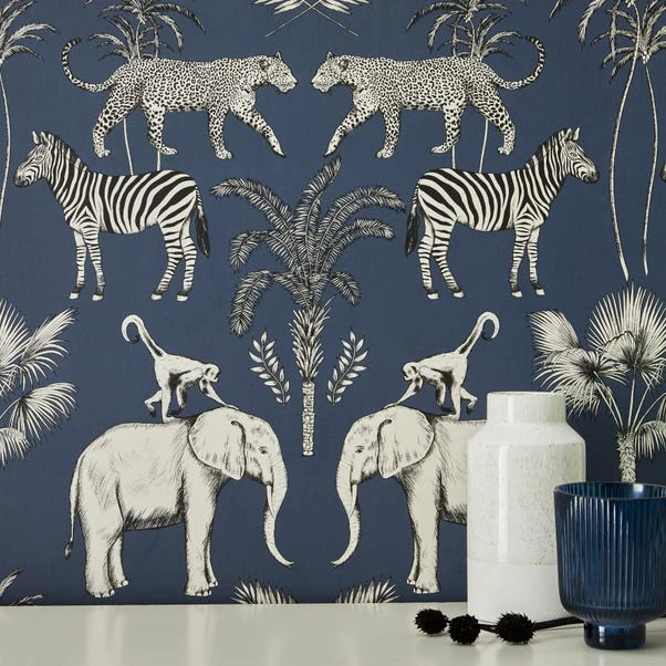 Dunelm Safari Walk Navy Wallpaper 7 Dunelm Safari Walk Navy Wallpaper - Image 5
