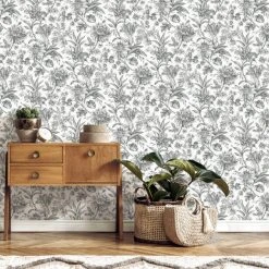 Brewster Etched Floral Mono Self Adhesive Wallpaper -Furn Shop 30780877 alt05