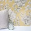 Crown Wallpaper Lucia Yellow Floral Wallpaper -Furn Shop 30782431