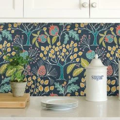 NuWallpaper Groovy Garden Navy Self Adhesive Wallpaper