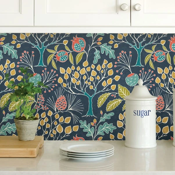 NuWallpaper Groovy Garden Navy Self Adhesive Wallpaper 3 NuWallpaper Groovy Garden Navy Self Adhesive Wallpaper