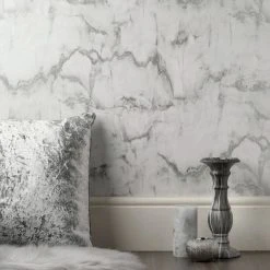 Crown Wallpaper Aura Marble Silver Wallpaper