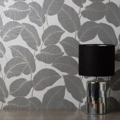 Fine Décor Wallpaper Larson Leaf Charcoal Wallpaper 9 Fine Décor Wallpaper Larson Leaf Charcoal Wallpaper -Furn Shop 30782528 alt02