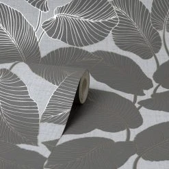 Fine Décor Wallpaper Larson Leaf Charcoal Wallpaper 10 Fine Décor Wallpaper Larson Leaf Charcoal Wallpaper -Furn Shop 30782528 alt03